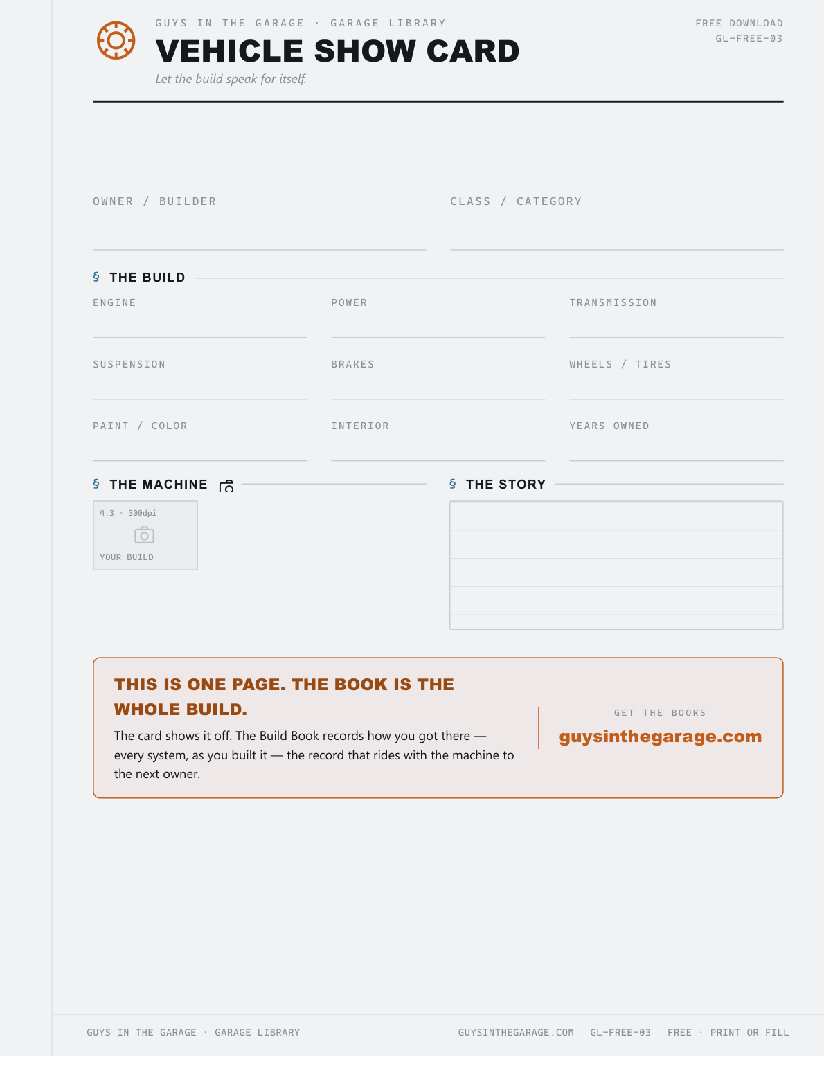 Vehicle Show Card — Free